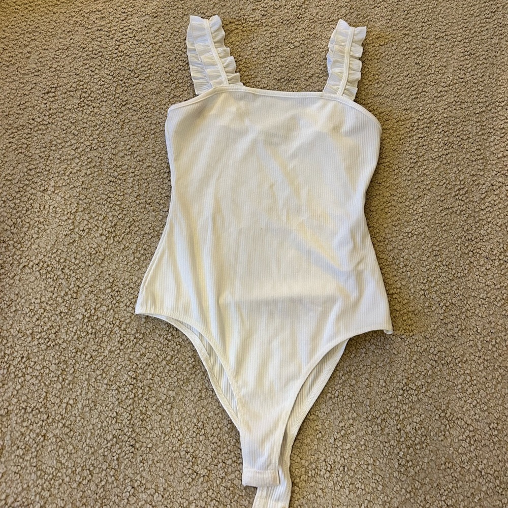 white ribbed tank top body suit